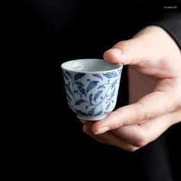 Tasses à thé 2 pièce/ensemble, tasse à thé Antique bleue et blanche, tasse de parfum faite à la main, maître chinois, fournitures de Cha pour la maison, ornements 30ml