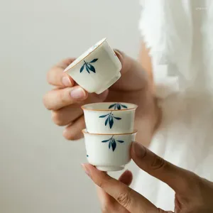Tasses à thé 2pc / set pur papillon peint à la main orchidée tasse de thé