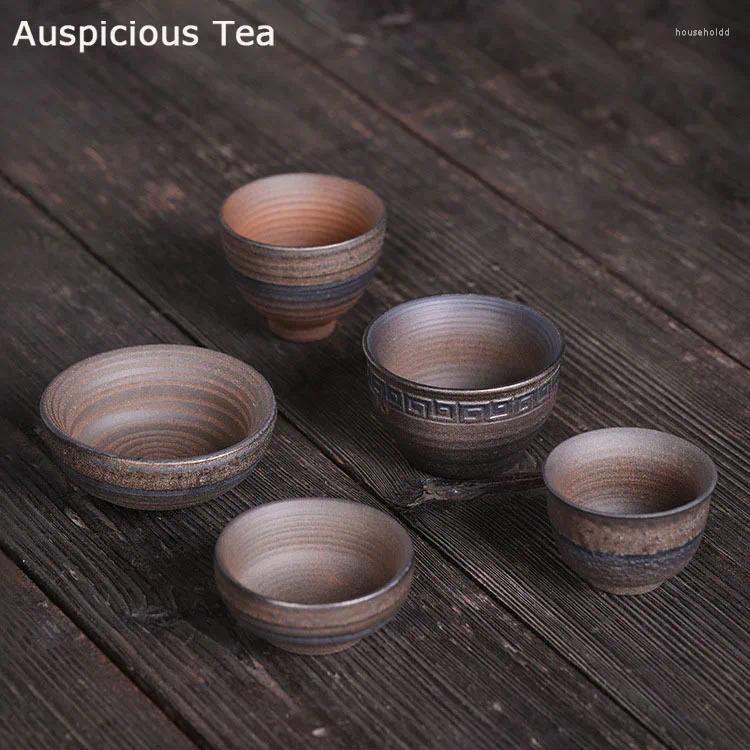ティーカップ2PC /セットレトロキルンチェンジセラミックマスターカップ手作りの粗い陶器の家庭用試飲式ドリンクウェアアクセサリー