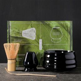 Tazas de té 4 piezas Juego de Matcha japonés Seguro Batidor de bambú Conjuntos de cucharaditas Tienda de bebidas para interiores Herramientas para hacer té Accesorios 230919