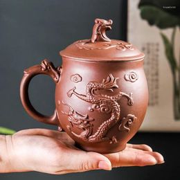 Tasses à thé en argile violette Antique de 530ml, maître infuseur, tasse à thé de grande capacité avec couvercle, fournitures à motif de Dragon chinois