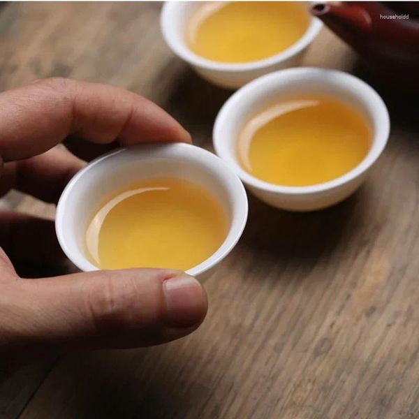 Tasses à thé 6 pièces/lot 45ml ensemble de tasses minces chinoises bol à thé blanc en céramique pour la cérémonie tasse à thé Chaozhou