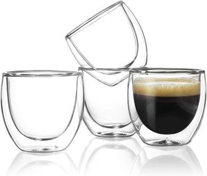 Tasses à thé 80ML tasse en verre à double paroi transparente à la main tasses à thé résistant à la chaleur MINI tasse à whisky centigrade tasse à café expresso