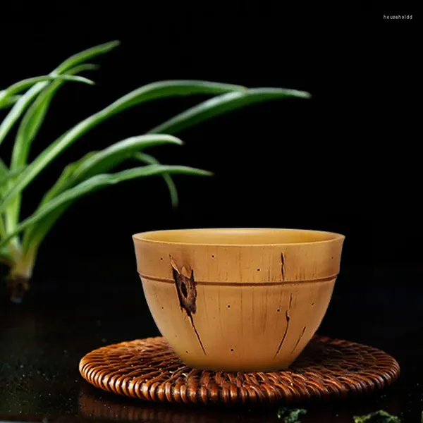 Tasses à thé en bambou et argile violette, tasses Zisha authentiques faites à la main, ensemble Kungfu chinois de 30ml, service à thé, cadeau d'anniversaire de noël