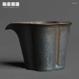 Tazas de té de oro negro con forma de begonia que sostiene una copa de cerámica retro de la ceremonia de cerámica de la cerámica de la cerámica