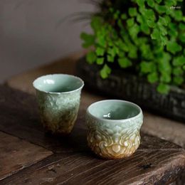 Tasses à thé céladon dégradé maître tasse à la main soulagement grand unique en céramique ménage tasse ensemble nuage de bon augure