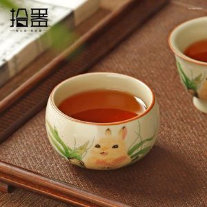 Tasses à thé en céramique Ruyao lapin, goût du propriétaire de la tasse, pièce ouverte, peut soulever un seul bol, petit ensemble individuel