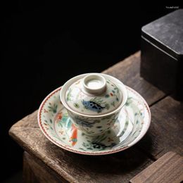 Tasses à thé en céramique Sancai Bowl Pot de ménage kungfu ensemble chinois rétro grand single