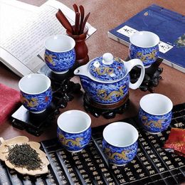 Tasses à thé Ensemble en céramique chinoise Kung Fu Tasse en porcelaine Pot Dragon Théière Tasse à thé Kungfu Teaset Puer Oolong Cérémonie Teaware 231214