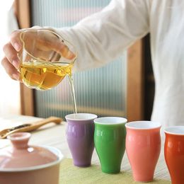 Tasses à thé en céramique émaillée colorée, tasse principale de ménage, simple, parfumée, petit bol à thé Kung Fu