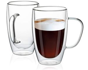 Tasses à thé Tasse en verre borosilicaté à double paroi Résistant à la chaleur Thé Lait Jus de citron Café Tasse à eau Bar Drinkware Amant Cadeau Créativité
