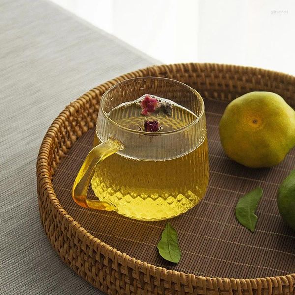Tasses à thé en verre minimaliste, tasse à boire personnelle transparente, filtre de bureau, fleurs et plantes avec poignée, théière