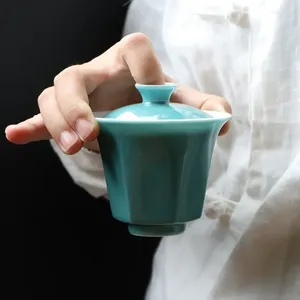 Tasses à thé fait à la main le bol de couverture en céramique de glaçage de couleur diamant en diamant en céramique