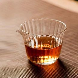 Tazas de té rayas japonesas 180 ml de jerga de vidrio resistente al calor de la jarra Ceremonia de división Juez Chahai Téware