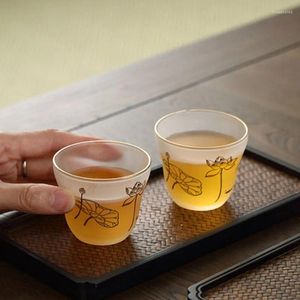 Tasses à thé en verre mat de style japonais petit temps résistant à la chaleur en vert tasse de thé de thé tasse de vin 50 ml 2 pcs
