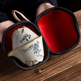 Tasses à thé Ensemble de voyage de style japonais ensemble de service à thé portable en céramique de fleur de lierre avec des étuis de transport théière maison en plein air tasse rapide Teawares 230901