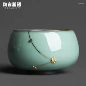 Tasses à thé Jingdezhen Jade vert céladon scie ongles grande tasse à thé personnelle sciage porcelaine artisanat cérémonie dégustation d'eau potable