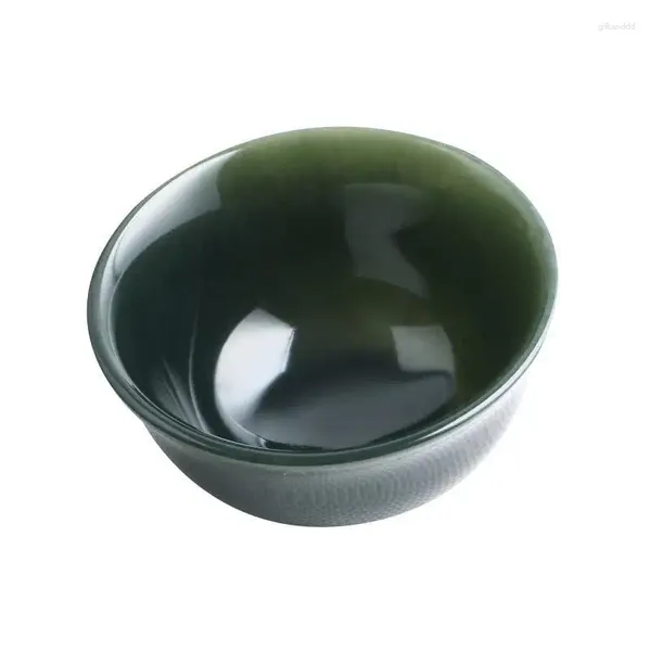 Tasses à thé en Jade vert naturel, service à thé Gongfu, bol en pierre de Jades en néphrite hétienne véritable, maître de cérémonie