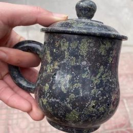 Theekopjes natuurlijke jade cup gezondheid magnetische stenen mok met handgreep en deksel pruimenbloesem jades mokken koffie kantoor theekopjes