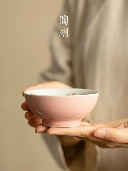 Tazas De Té Patrón De Fénix Maestro Sombrero De Cerámica Juego De Tazones Pequeños Rosa Taza De Degustación Japonesa Personal