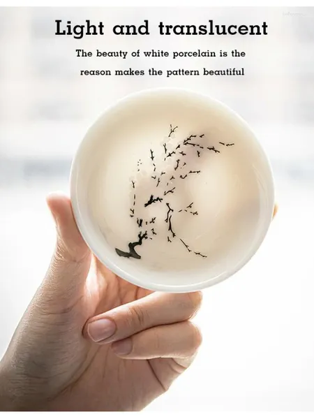 Tazas de té de plum bowlom bowl sake azalea papel lotus cereza cambiando