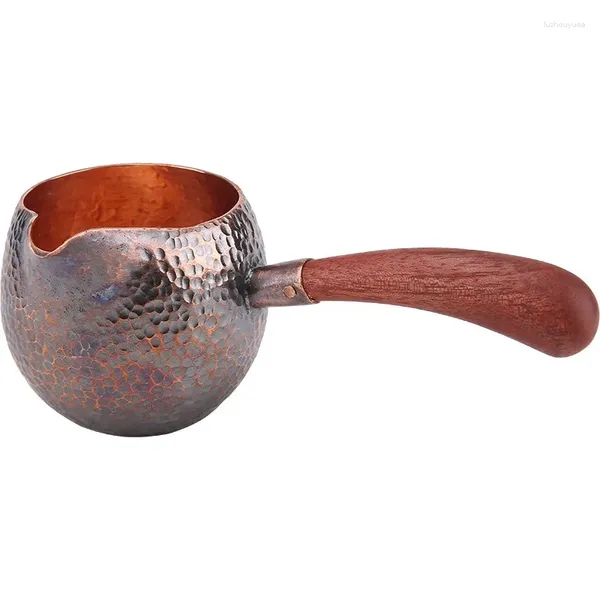 Distributeur de tasses à thé rétro, Pots en cuivre violet, tasse équitable faite à la main, théière chinoise à poignée latérale, Pot rôti, verres de mijotage