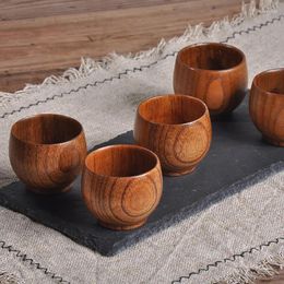 Tasses à thé Retro Handmade Natural Wooden Cup Jujube Wood Réutilisable Kental Kitchen Supplies High Quality