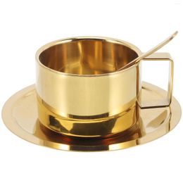 Tazze da tè Tazza da caffè in acciaio inossidabile Set di tazze e piattini per 6 set in porcellana Pezzi decorati in metallo