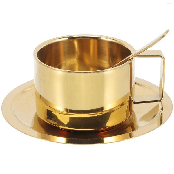 Tazas de té, taza de café de acero inoxidable, taza de leche para el hogar, niños pequeños, exquisita oficina pequeña de Metal con tapa