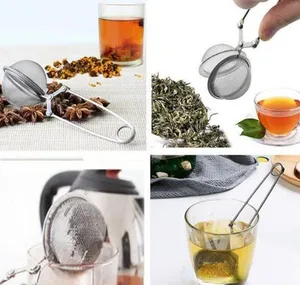 Infusor de té de acero inoxidable 304, colador de té de malla esférica, filtro de café, hierbas y especias, mango difusor, calidad de bola de té, 100 Uds.