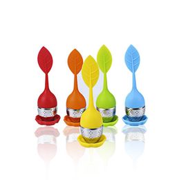 Thee-infuser food grade blad vorm siliconen infuser maken thee infuser filer creatieve roestvrijstalen theezeefjes gratis verzending DH0333