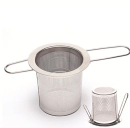 Infusor de té de acero inoxidable, colador de té de hojas sueltas, cesta con asa plegable, tetera, flor, filtro de hierbas, grande SN6133