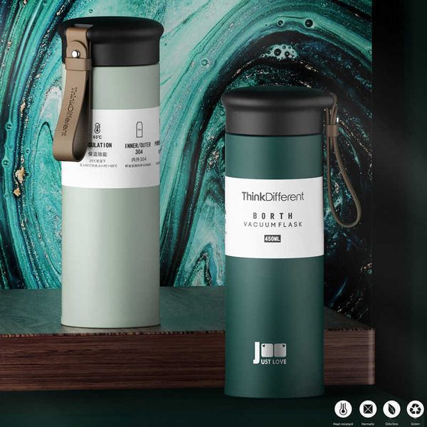 Infusor de té Botella termo de vacío 450 ml Taza aislada Viaje Oficina en casa Termos Doble pared 304 Vasos de acero inoxidable 210615