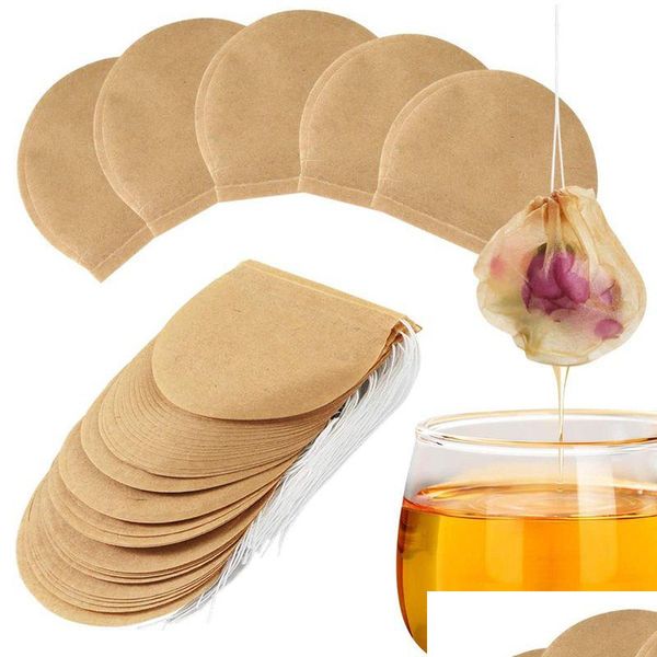 Infusores de té Bolsas de filtro Orgánico Desechable Mti Propósito Papel natural sin blanquear Dstring Hoja suelta Lx5421 Entrega directa Hogar Jardín Dhawl