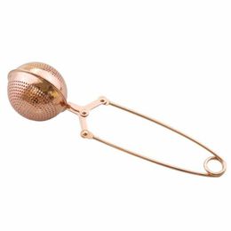 Thee-infusers Rose Gold Infuser Ball Roestvrij staal Lange steel Losbladige theepot Filter Ss304 Zeef Drop Delivery Home Garden Ki Otqdp