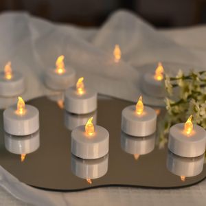 Bougies chauffe-plat à piles, cadeau de vacances réaliste et lumineux, bougies LED sans flamme, paquet de 24 pour célébration de festival saisonnier, lampe jaune chaude