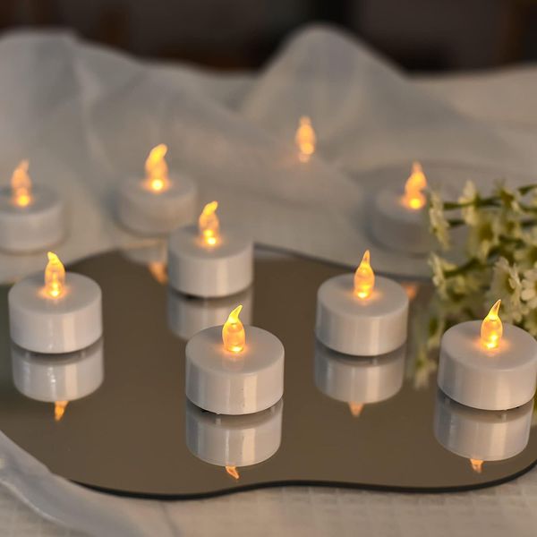 Bougies chauffe-plat à piles, cadeau de vacances réaliste et lumineux, bougies LED sans flamme, paquet de 24 pour célébration de festival saisonnier, lampe jaune chaude