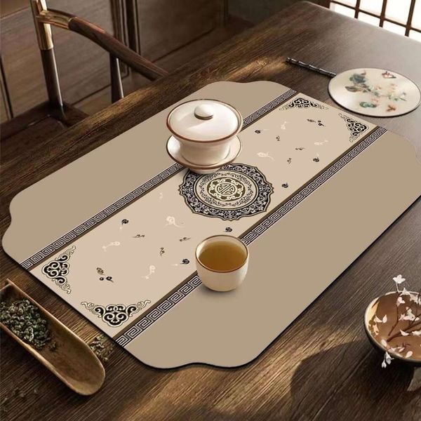 TEA MAT ZEN Signification Absorption d'eau Séchage rapide Anti-glissement Table Table Cérémonie Coupe WearResistant Ewc Hineses Tyled Iatomaceouse Arthd Rainagem ATC UP