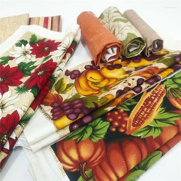 Serviettes à thé en coton fin 38x60cm, 1 pièce, serviette imprimée de fruits, légumes et fleurs, outil de nettoyage de cuisine, tissu de couverture alimentaire