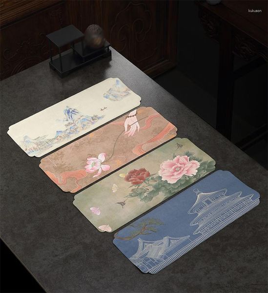 Servilletas de té 1 Uds. Conjunto de tela de toalla con patrón pintado de estilo chino accesorios especiales estera de mesa absorbente portátil regalo para hombres y mujeres