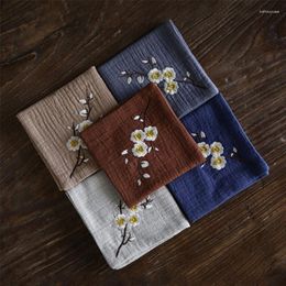 Serviettes à thé en coton et lin brodées à la main, tissu absorbant épais, accessoires de cérémonie chinoise