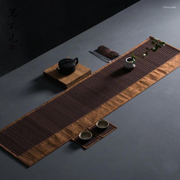 Téléonise de thé Bamboo lin zen Table Runner Japonais Tissu sec sec pour isolation Encens Tasse tasse de thé