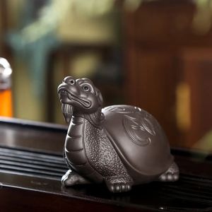 Ornements de thé Boutique en céramique service à thé personnalisé porte-bonheur dragon doré tortue cérémonie du thé zéro thé assorti mini service à thé pour animaux de compagnie 231226