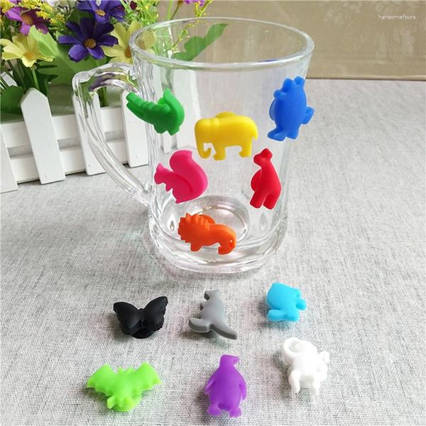 Thé animaux 12 pièces/ensemble fête dédiée Animal ventouse verre à vin Silicone étiquette lunettes reconnaissance marqueur accessoires