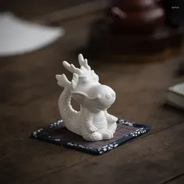 Thé animaux de compagnie 2024, ornements de Dragon de dessin animé mignon, décoration de maison de bon augure, cadeaux artisanaux en céramique