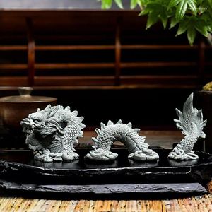 Thé animaux de compagnie Dragon chinois, ornements de Table créatifs pour animaux de compagnie, Statue en résine, décorations d'étude pour salon et maison