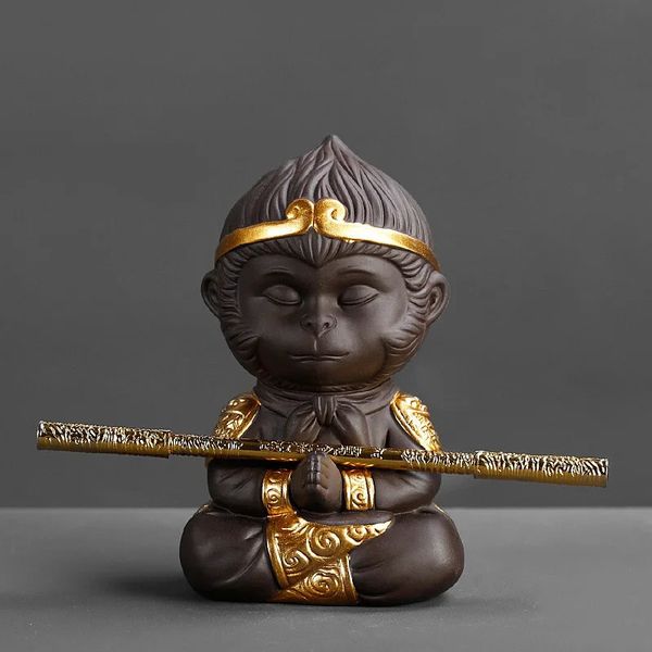 Tea Pets Juego de té de Kung Fu de arcilla púrpura china, mascota de té Monkey King para decoración del hogar, ceremonia del té, accesorios de arcilla púrpura 231216