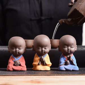Tea Pets Adornos creativos para mascotas, Boutique de arena púrpura, decoraciones de ceremonia de mesa de pequeño monje Zen compatibles