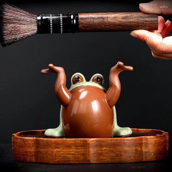 Thé animaux Ge four ouverture peut élever animal grenouille décoration brut en céramique ensemble Sculpture artisanat cérémonie accessoires