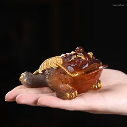 Tea Pets Golden Toad Pet Set Ceremonia Accesorios de juego pueden elevar el adorno que cambia de color